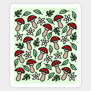 Cute Whimsical Mushroom Fairy Garden Doodles, made by EndlessEmporium Magnet